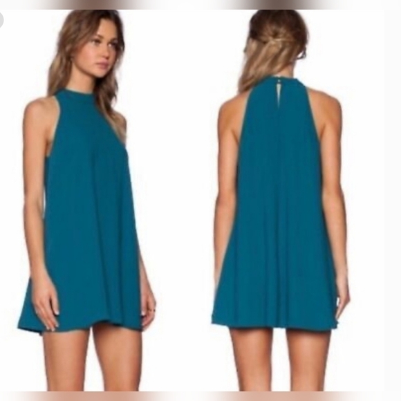 Lovers & Friends Teal Halter Swing Dress With Pockets Size M - Picture 5 of 14